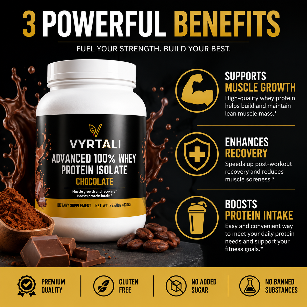 Vyrtali Advanced 100% Whey Protein Isolate (Chocolate)